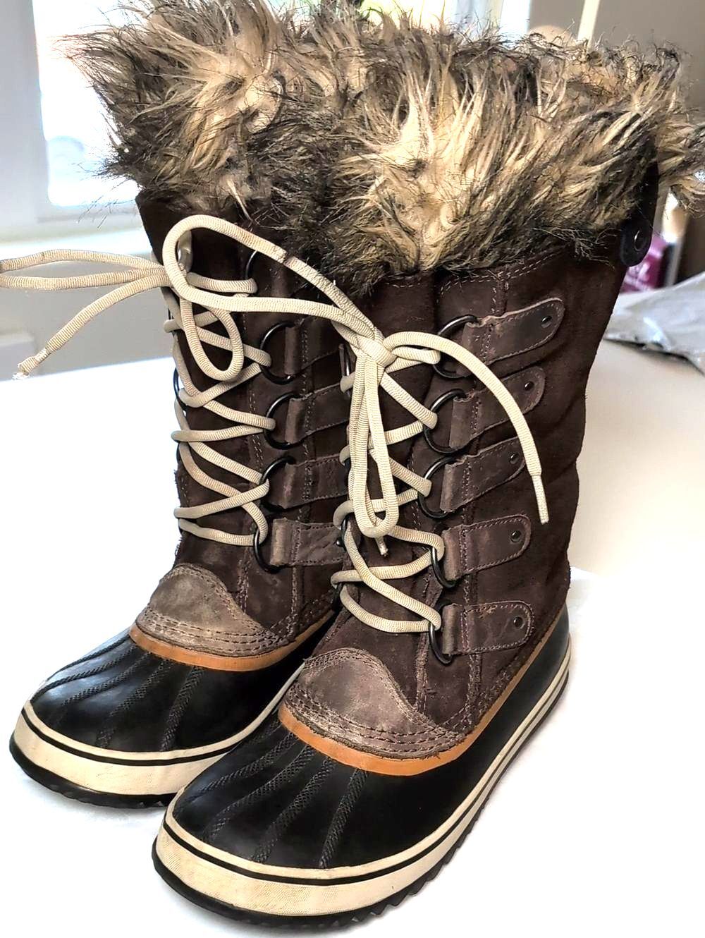 Sorel Brown and Black Faux-Fur Lace-Up Winter Boots
